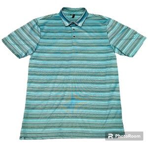 Adidas Men’s Blue/Grey Striped Golf Polo Size L